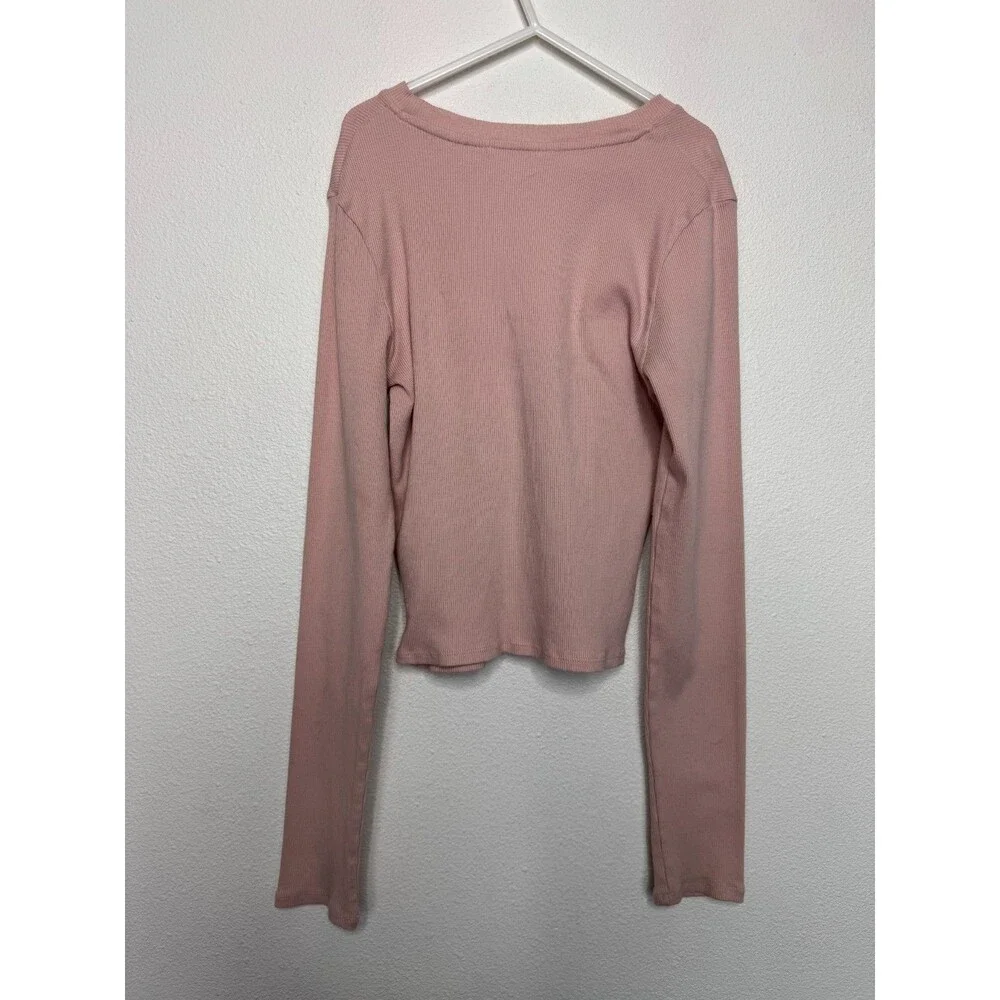 H&M Girls 14 Kuromi Jersey Top Pink Ribbed Long Sleeve Round Neck Slim Fit